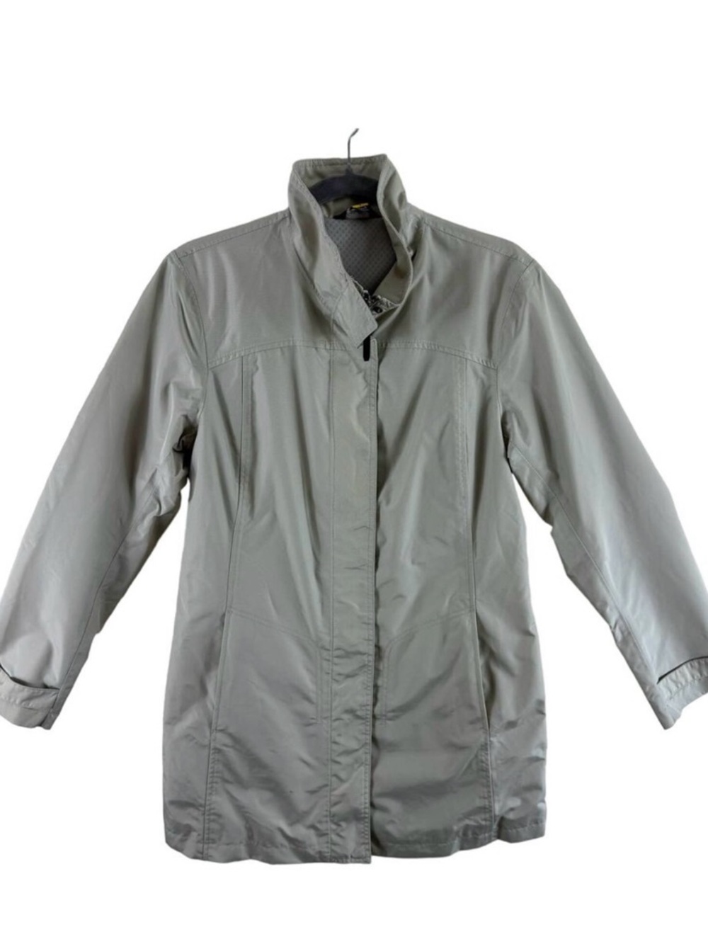 Eddie Bauer Tan Mid-Length High Neck Double Zipper Travex Nylon Jacket Size‎ S
